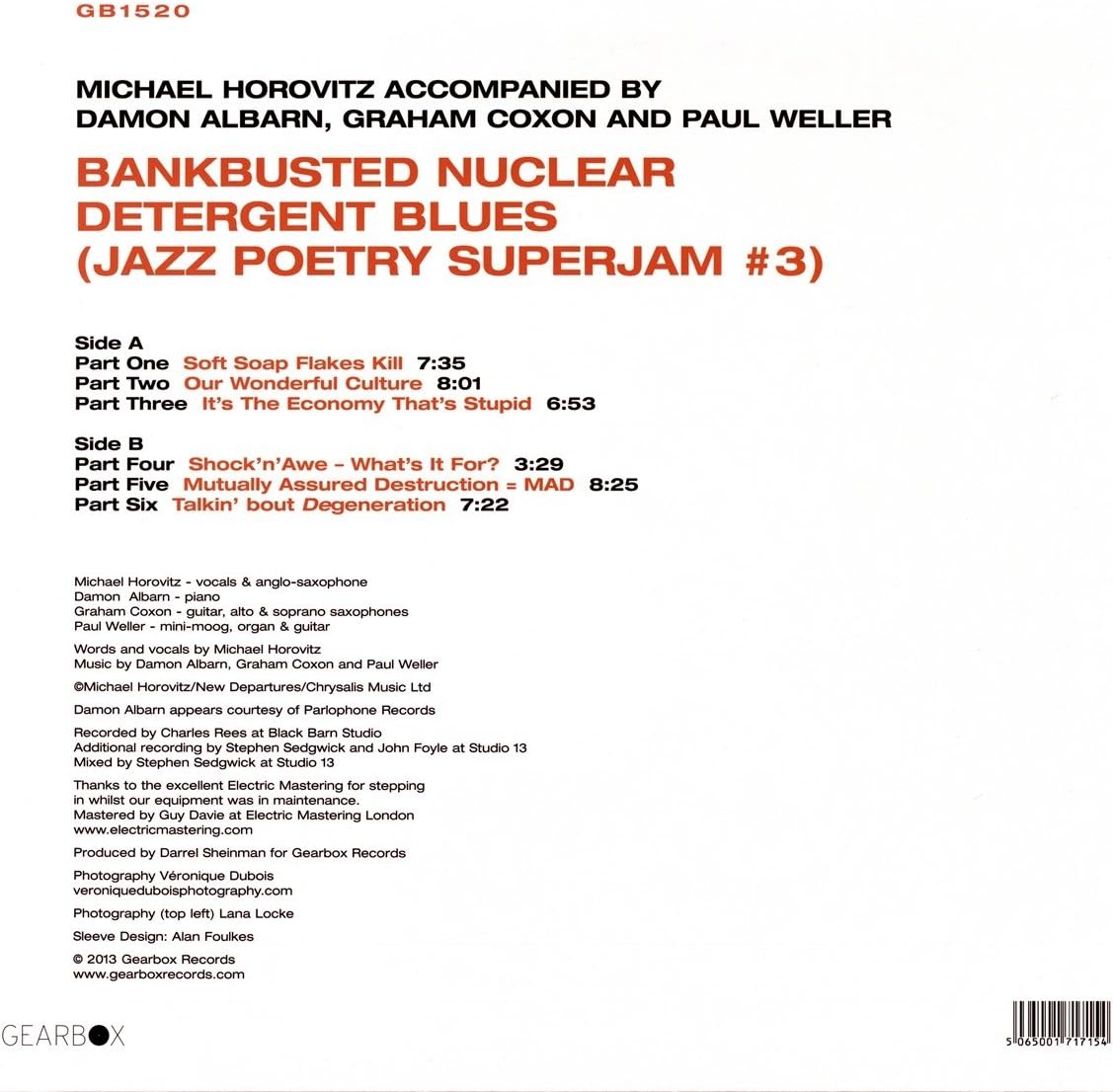 Michael Horovitz / Damon Albarn, Graham Coxon – Bankbusted Nuclear Detergent Blues